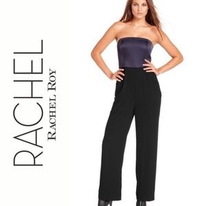 RACHEL ROY perfect satin strapless jumpsuit